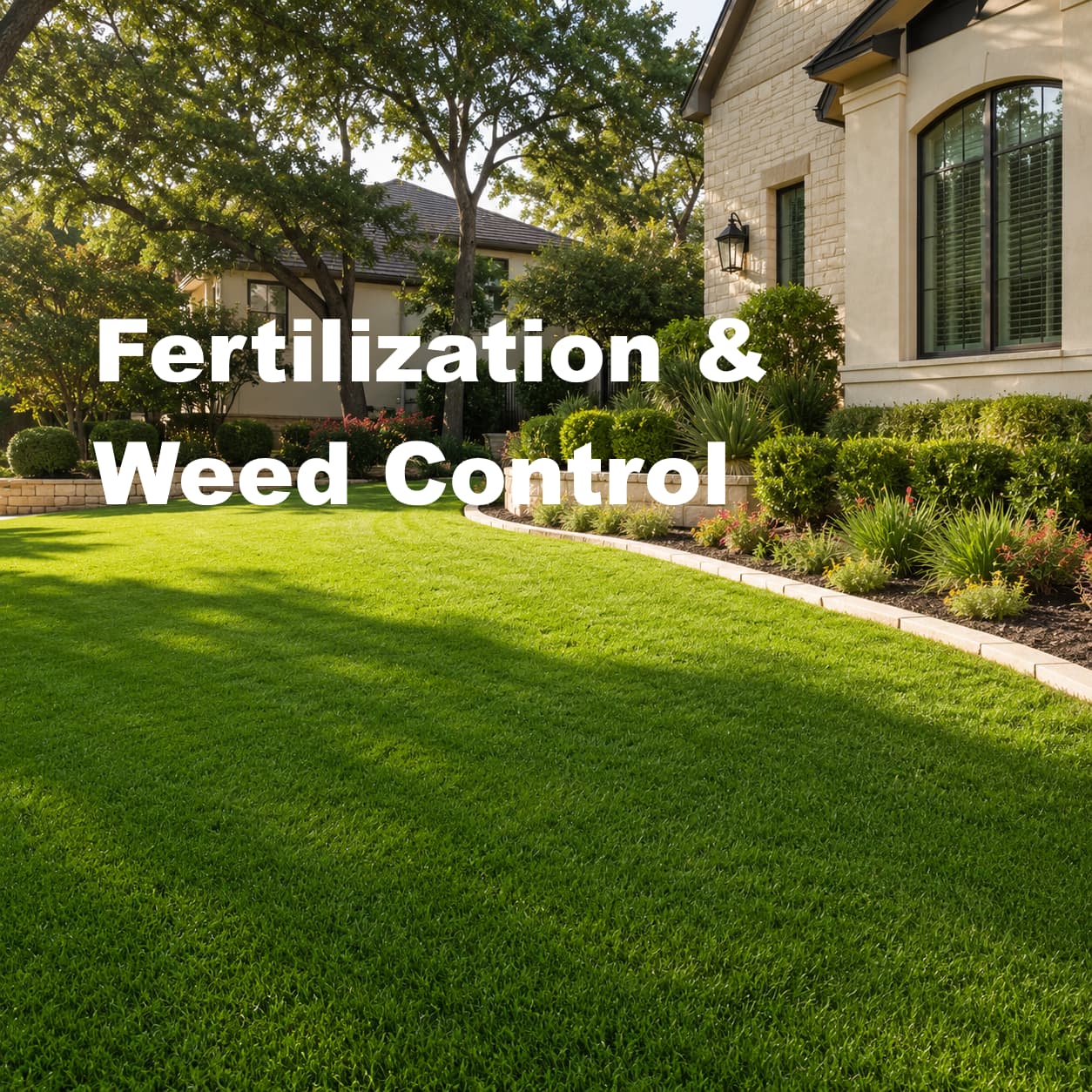 Thick green lawn after fertilization